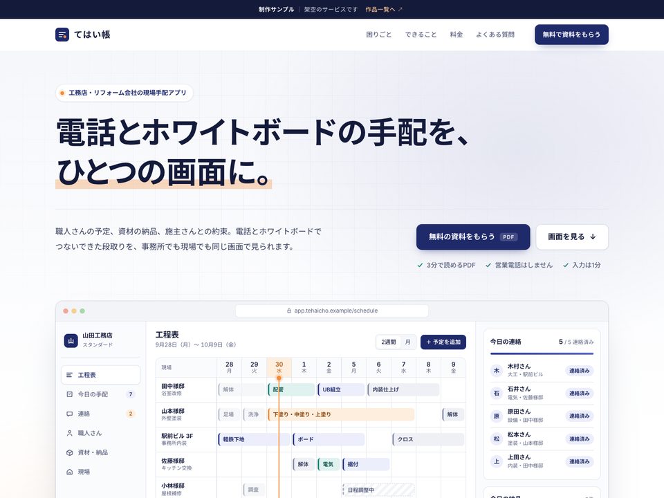 てはい帳のファーストビュー