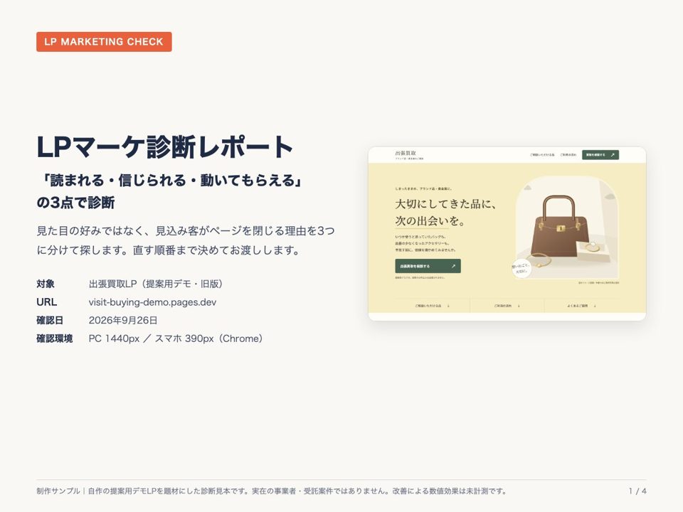 LPマーケ診断レポートの表紙